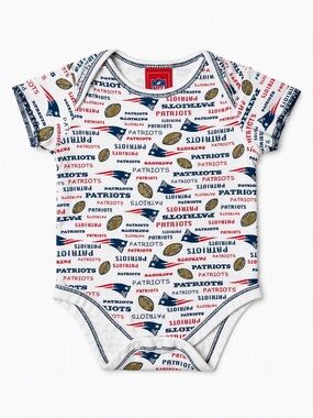 Official NFL New England Patriots All Over Print Team Onesie NB 3-6M